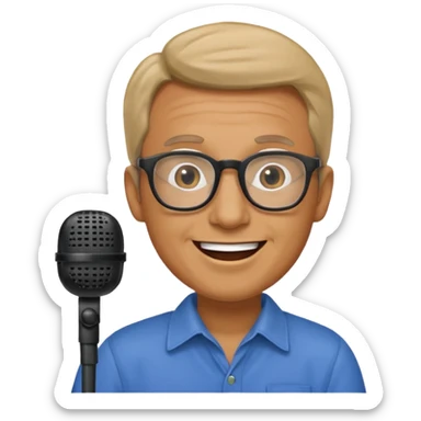 Hombre moreno con gafas emitiendo en una emisora de radio sticker