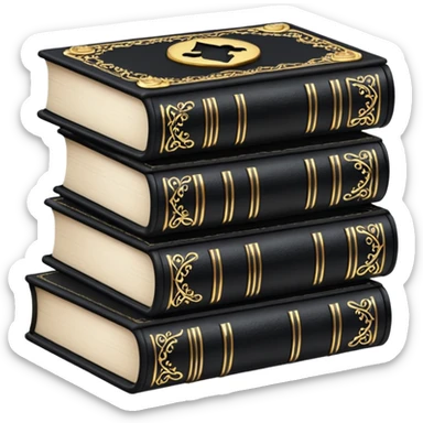5 black gothic books on top sticker