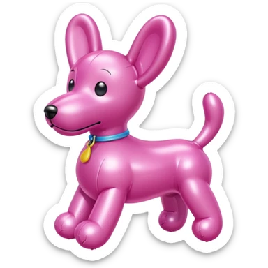 Pink balloon animal dog sticker