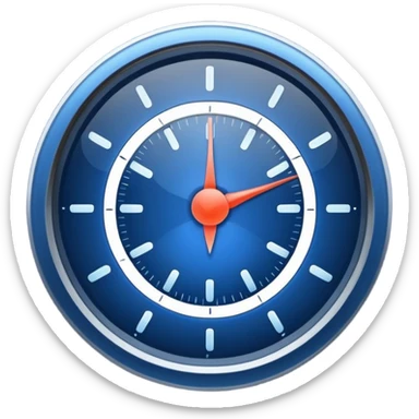 a minimal gauge, deep blue with a faint glow, no numbers, just a dial and pointer, apple emoji style sticker