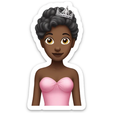 black girl princess wearing a pink dress sticker