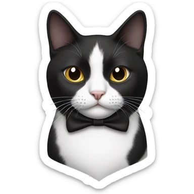 Tuxedo cat with a half white half black mustache sticker