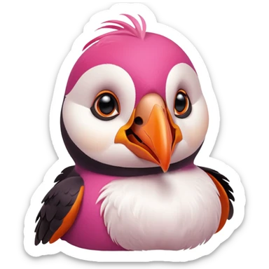 pink puffin angry blow steam nose beak sticker
