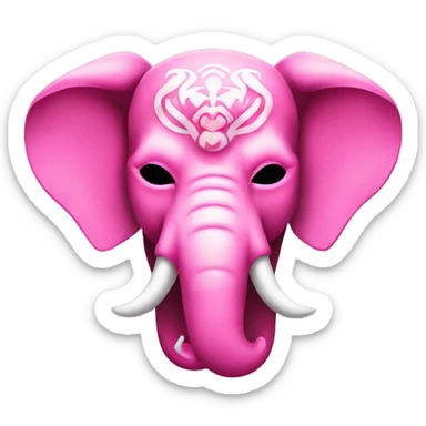 Pink feminine oni japanese mask elephant sticker