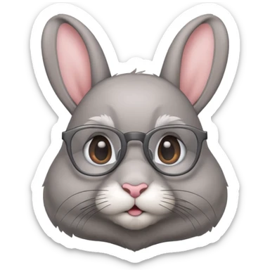 Bunny bust with eyeglasses sticker