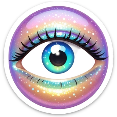 Iridescent big giant glistening glossy sparkly shiny glittery eyes sticker