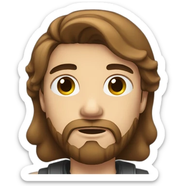 Young man with brown hair and beard, black plugs in the lobe, Tired face expression sticker