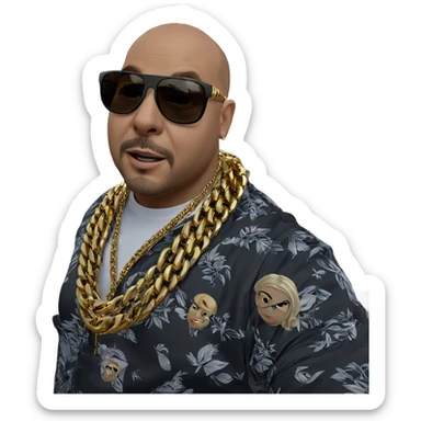 bald man with gold chain sticker