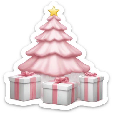 Light pink Christmas gifts under a white Christmas tree  sticker