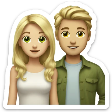 blonde girl and light brown haired boy with green eyes sticker