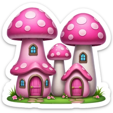 pink mushroom houses sticker