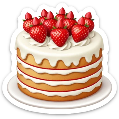 Tasty vanilla strawberry cake cartoon style  sticker