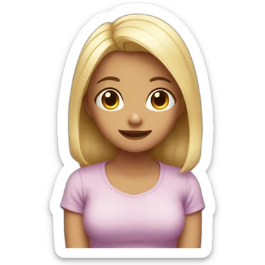 Front view emogirl sits on the floor sticker