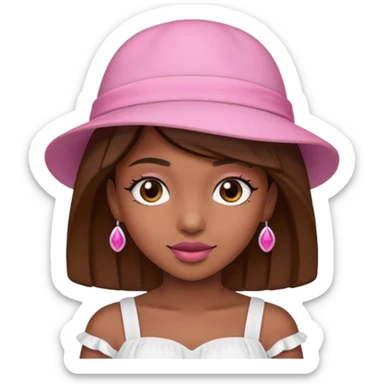 rihanah wearing Pink Hat, white dress sticker