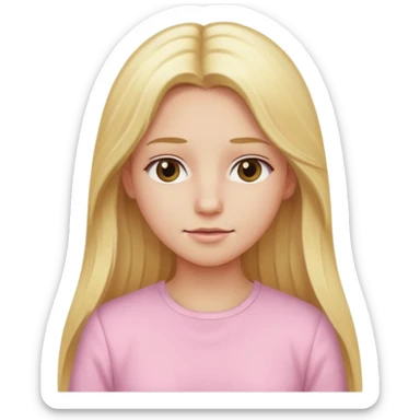 close up back view of long blonde hair and light pink clothes sticker