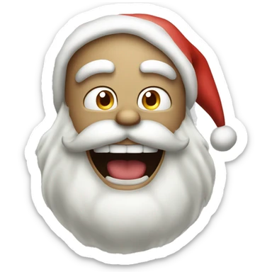 Santa with no hat or beard with a scary giant grin on his face sticker