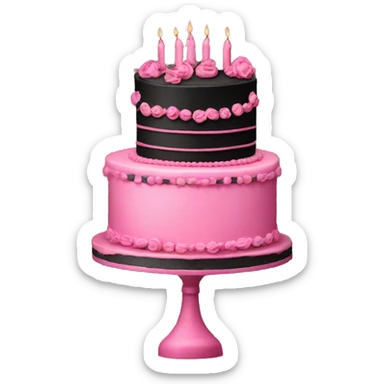 Black and pink vintage birthday cake sticker