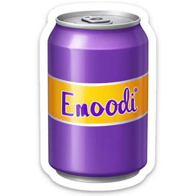 yellow soda can with purple name sticker