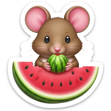 mouse eating watermelon sticker