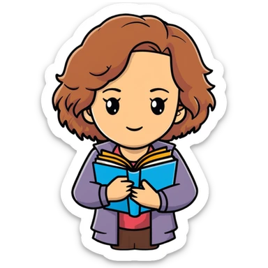 Cute Hermione Granger with books and time-turner necklace sticker