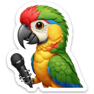Parrot speaking into mic sticker