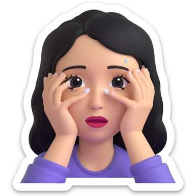 sad woman with tears streaming down her face sticker