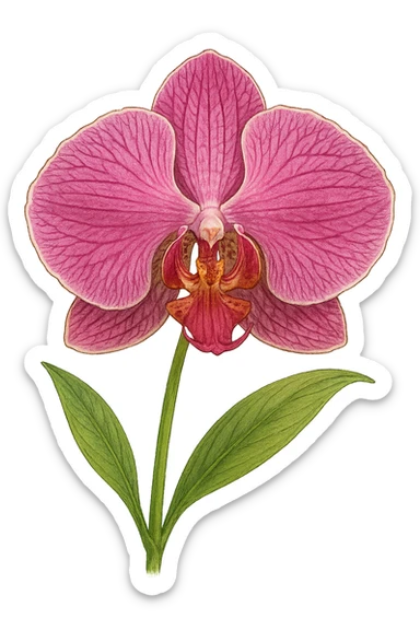 orchid flower, detailed, vibrant, botanical illustration sticker