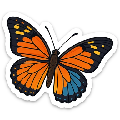 a realistic butterfly, vibrant toon style with realistic proportions, bright colors, detailed wings sticker