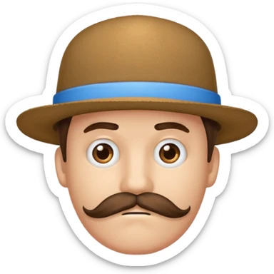 Crie um emoji de um menino de boné cabelo pro lado triste e bigode sticker