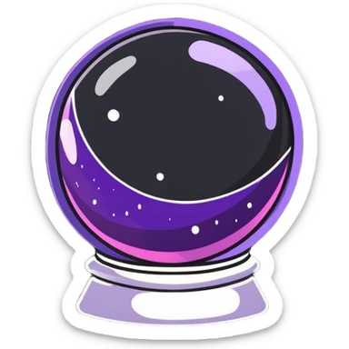 crystal magic ball with potion effect, fortune telling crystal sphere with swirling magical liquid inside, sparkles and mystical glow sticker