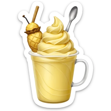 Dole whip in a cup with a spoon sticker