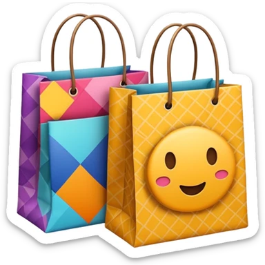 2 beautiful shopping bag with different pattern sticker