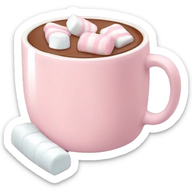 Light Pink mug of hot chocolate with marshmallows  sticker