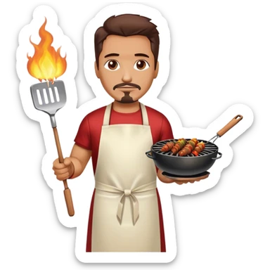 Iron Man is grilling shashlik at the barbecue. sticker