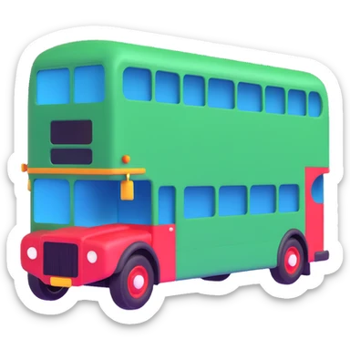 green double decker bus facing right sticker