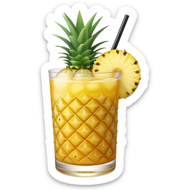 yellow pineapple refresher cocktail with only one slice of pinapple sticker