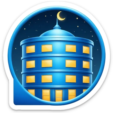 The round blue sign on the night building  sticker