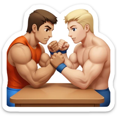 Two people arm wrestling sticker