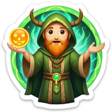 druid character summoning glow circle excited sticker