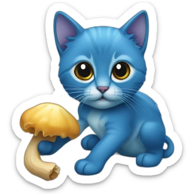 Blaue Katze mit pilz kopr sticker