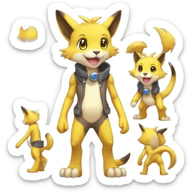 Cute cool anthro Digimon-Pokémon-animal full body sticker