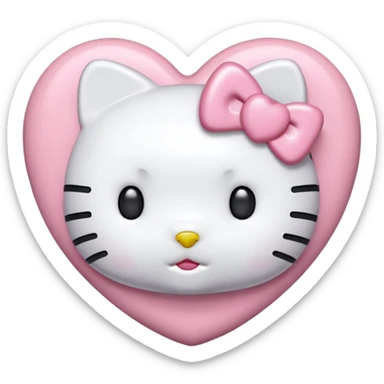 hello kitty heart`closed mouth sticker