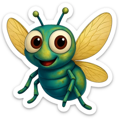 can you make the fly wings more yellowish like on a real fly, trasparent background and add the missing wing sticker