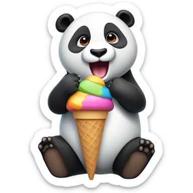 Panda eating ice cream sticker