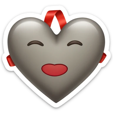 Grayish brown heart with red ribbon sticker