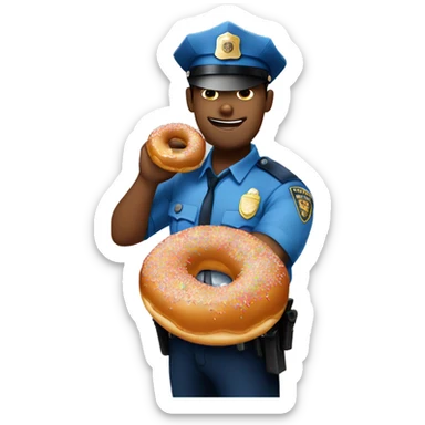 Cop eating a doughnut sticker