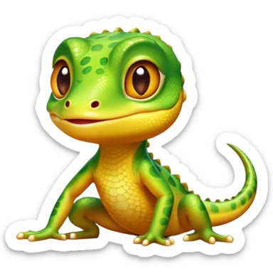 cinematic-cute-realistic gecko-portrait-emoji,-head-tilted-playfully-and-inquisitively,-featuring-a-small,-charming-body-with-smooth,-vividly-patterned-scales,-bright,-sparkling-eyes-and-delicate,-sticky-toe-pads,-simplified-yet-irresistibly-adorable sticker