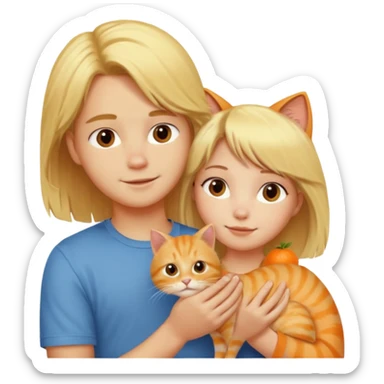 blond-hair-girl-and-blond-hair-man-and-orange-cat sticker