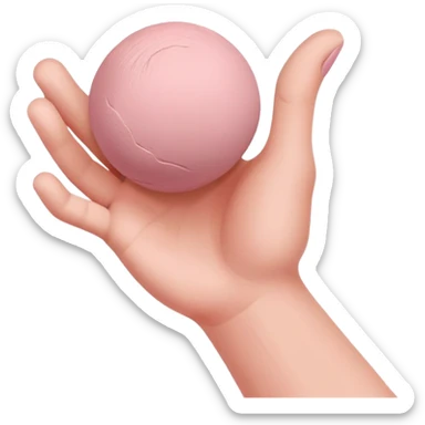 hand lightly tapping a pink ball of clay in the palm for surface shaping sticker