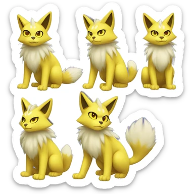 Yellow lombax-Zeraora-Renamon-cat full body sticker